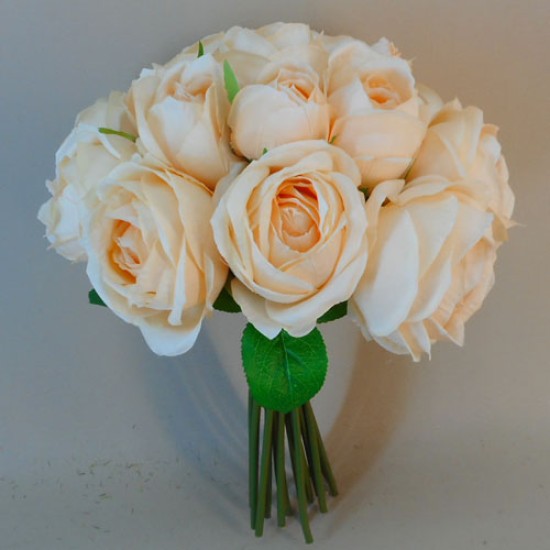 Artificial Roses Bundle Peach 15 Stems 37cm Artificial Flowers